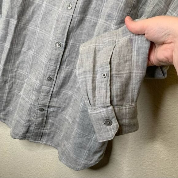 Vince men’s Windowpane gray collared cotton casual Button-Down Shirt size medium - Picture 7 of 12